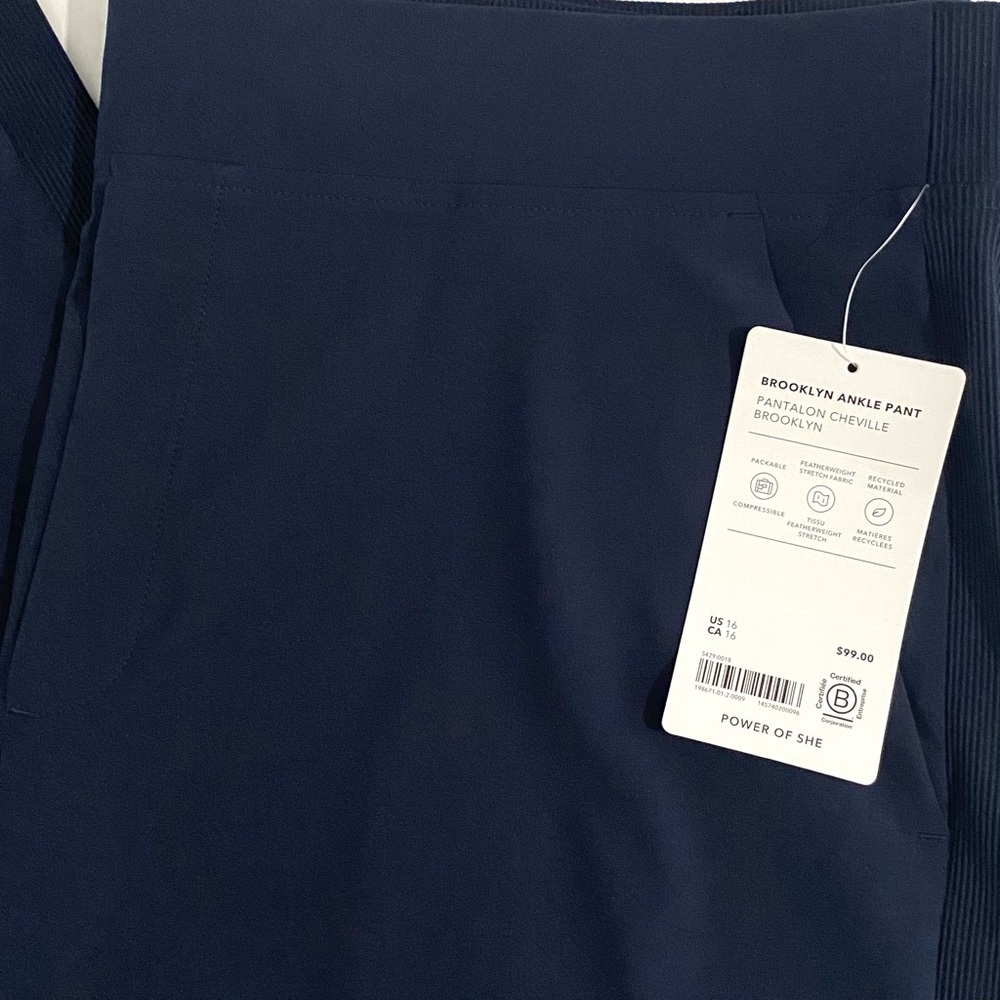 Athleta New Brooklyn Ankle Pants Size 16 Navy Blue Mid Rise Pull On - Picture 12 of 16